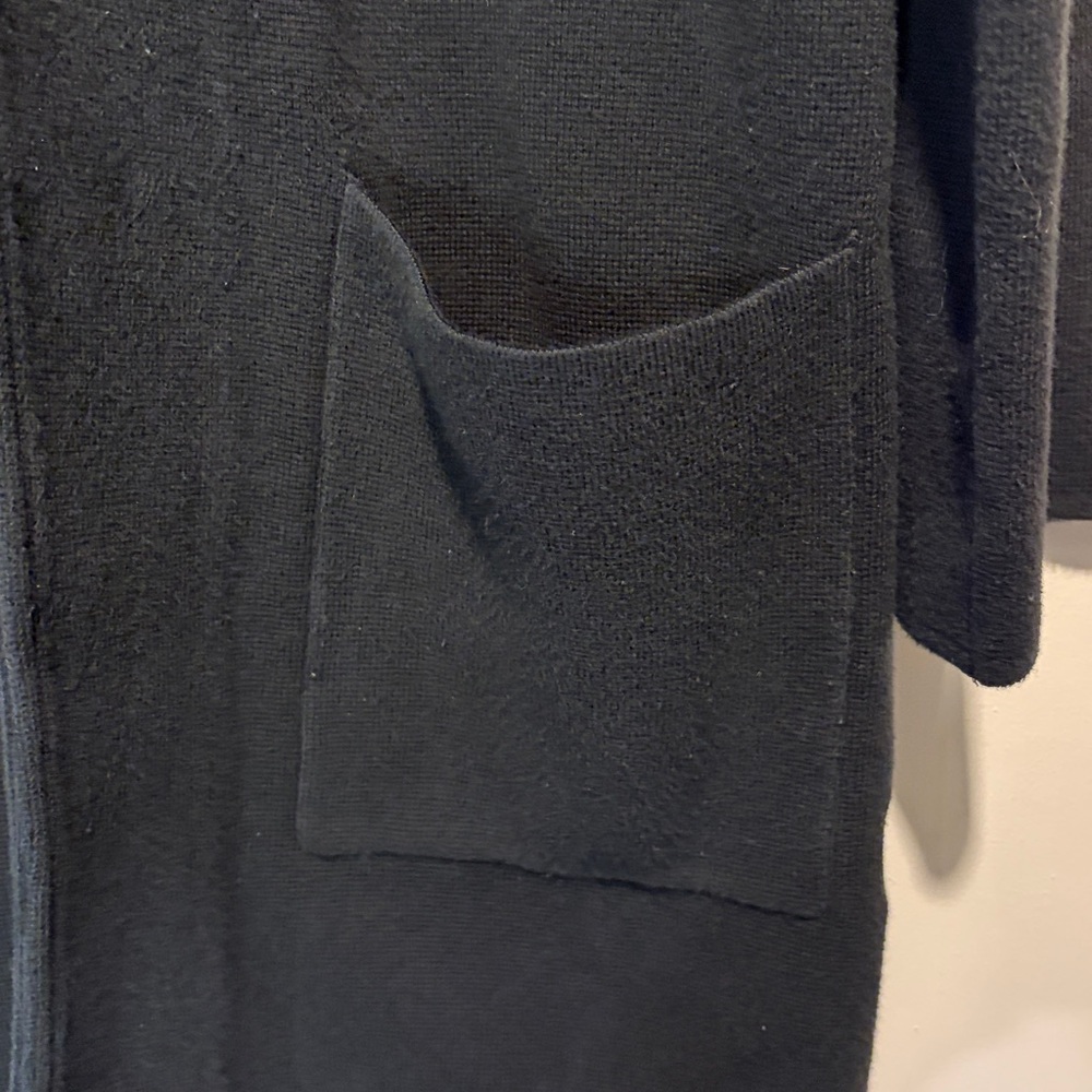 Quince 100% Organic Cotton Knit Blazer Black Textured Open Front Pockets Size S - Picture 5 of 7